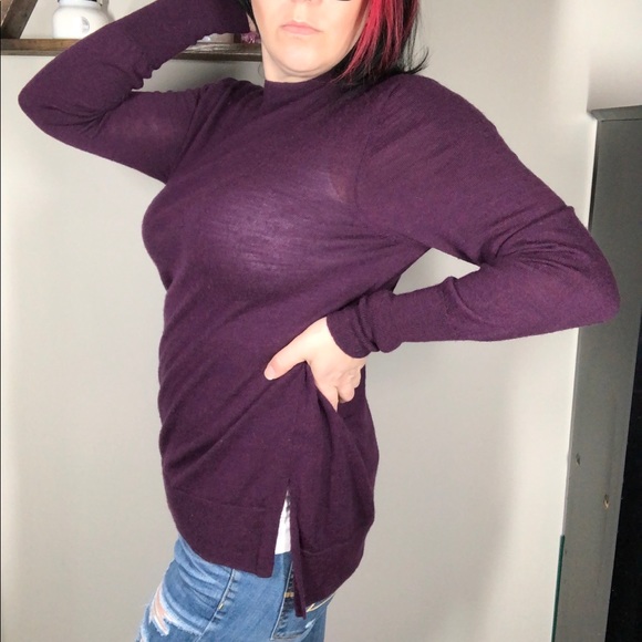 Badgley Mischka 100% Merino Wool purple Sweater - Sz L - Picture 5 of 15